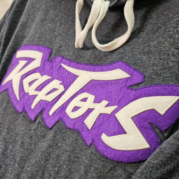 Youth Toronto Raptors Heathered Charcoal Hardwood Classic Raglan Pullover Hoodie - Picture 6 of 10